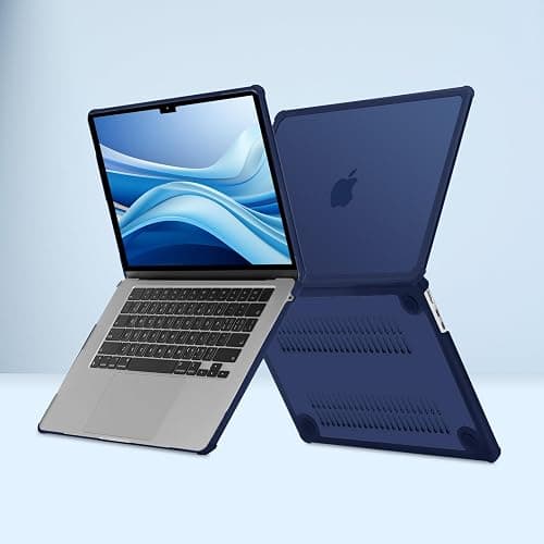 MOSISO Compatible with MacBook Air 15 inch Case 2025 2024 2023 Release M4 A3241 M3 A3114 M2 A2941, Anti-Cracking&Anti-Fingerprint Heavy Duty Hard Shell with TPU Bumper&Keyboard Cover, Navy Blue thumbnail 5