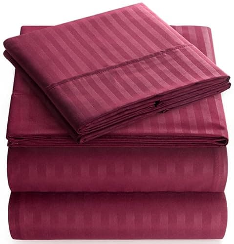 Elaine Karen Full Sheet Set - 4-Piece Striped Full Size Bed Sheets - Soft & Cooling Deep Pocket Full Bed Sheet Set - Wrinkle-Free Microfiber Bedding with 1 Fitted Sheet, 1 Flat Sheet, 2 Pillowcases - Image 1