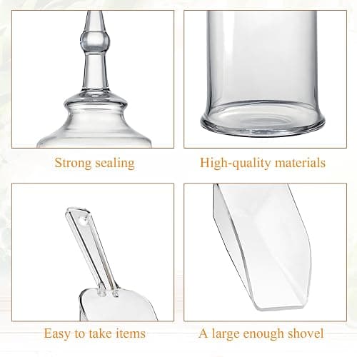Mimorou 6 Sets Glass Apothecary Jars with Lids and Scoops 3 Styles Clear Candy Jars for Candy Buffets Candy Display Containers Bath Salt Container Cookie Crafts Bathroom Kitchen Storage (Simple) thumbnail 4