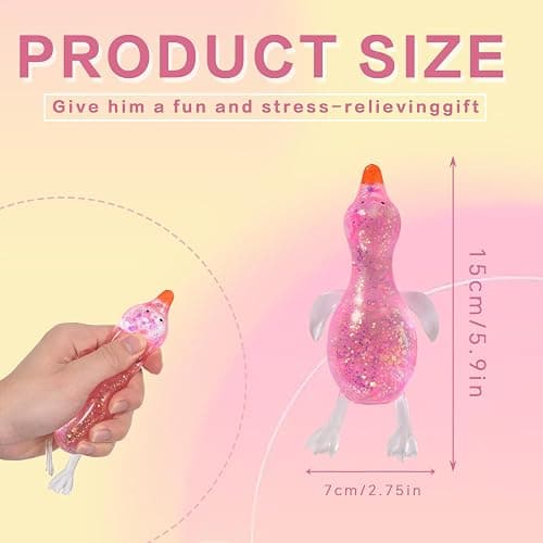 Duck Squishy Toy for Kids Ages 3+ & Adults, Stretchy Slow Rebound Malt-Sugar Style Squeeze Ball, Cute Sensory Fidget Toy for Desk, Travel, Party Favors & Stocking Stuffers(Pink) thumbnail 2