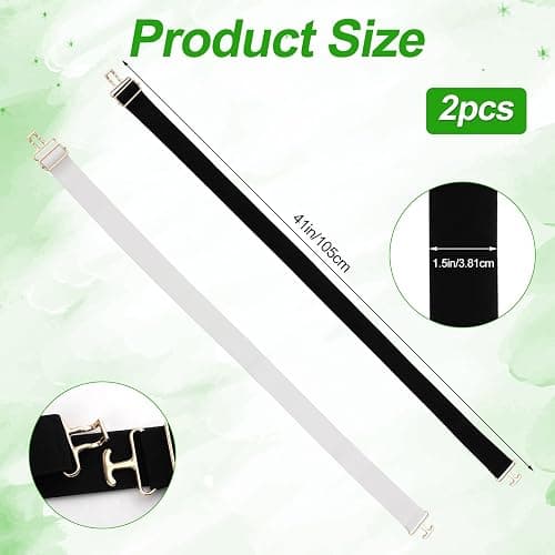 PEUTIER Women's 2pcs 1.5in Elastic Equestrian Belt, Surcingle Buckle Horse Bit Belt for Horseback Riding Sports, Black, Medium thumbnail 2