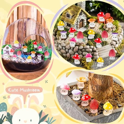 GDZRDFLH 24pcs Mini Mushrooms Cute Resin Tiny Mushrooms Statue Fake Miniature Mushroom Figurines for Fairy Garden Terrarium Accessories Decor Micro Landscape Craft thumbnail 4