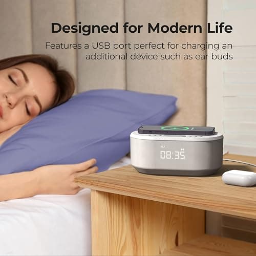 i-box Alarm Clocks Bedside, Alarm Clock with Wireless Charging, Bluetooth Speaker, Radio Alarm Clock, Fast Qi Wireless Charger, Mains Powered, FM Radio, USB Charging Port, Dimmable, Non Ticking thumbnail 2