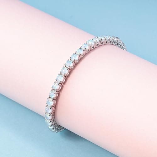 lasidor Adjustable Tennis Bracelet 14K White Gold Plated Multicolor Opal Bracelets for Women Slider Bracelet Jewelry Gifts thumbnail 5