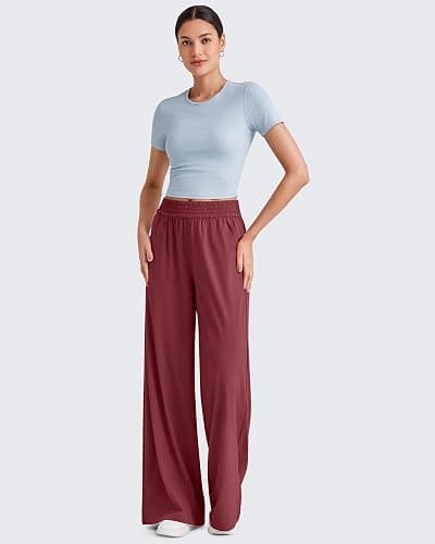 G4Free Chillwhisp Lightweight Wide Leg Pants Women Elastic Waist Summer | Flowy, Quick Dry, Breathable Fabric, Side Pockets, High Rise, Loose Fitting, Travel Vacation Outfits, for Casual Beach thumbnail 6
