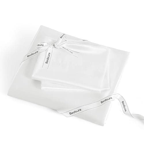 Bedsure White Satin Sheets Queen Size - 4 Piece Silky Bedsheets with 15 Inches Deep Pocket Fitted Bedsheet,1 Flat Sheet, 2 Satin Pillowcases, Good for Hair & Skin (Queen, White) thumbnail 8
