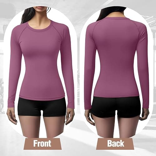 Coume 4 Pack Women's Compression Long Sleeve Shirts Crew Neck Workout Tops Quick Dry Gym Running Athletic Sports Underscrubs thumbnail 3