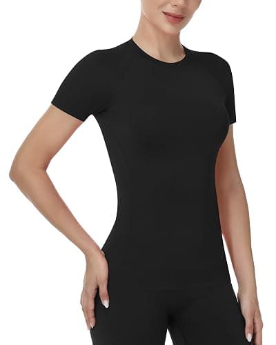 Runhit Compression Shirt Women Short Sleeve Workout Tops Athletic Gym Moisture Wicking T-Shirt Running Yoga Base Layer thumbnail 2