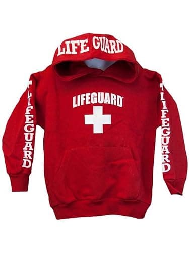 Lifeguard Hoodie Kids Life Guard Sweatshirt Red Small (6-8) - Image 1