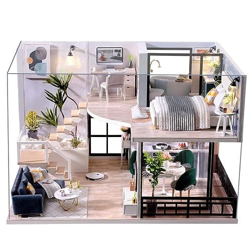 CUTEBEE DIY Dollhouse Miniature with Furniture, DIY Wooden Dollhouse Kit Plus Dust Proof and Music Movement, Creative Room for Valentine's Day Gift Idea(Cozy Time) - Cozy Time - Image 1