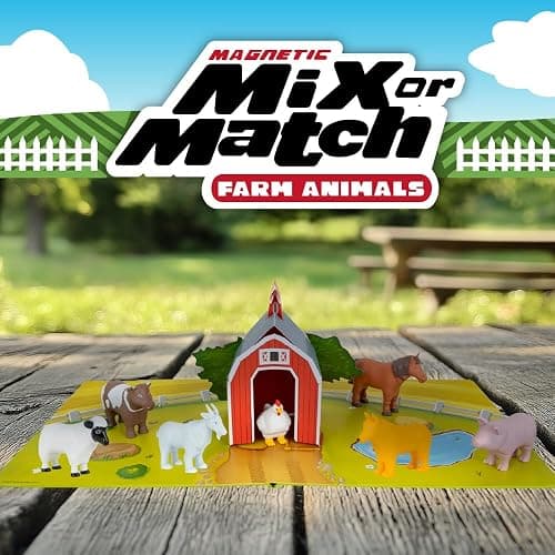 POPULAR PLAYTHINGS Mini Mix or Match Farm Animals, Magnetic Toy Set with Pop-up Playmat, Set of 7 thumbnail 2
