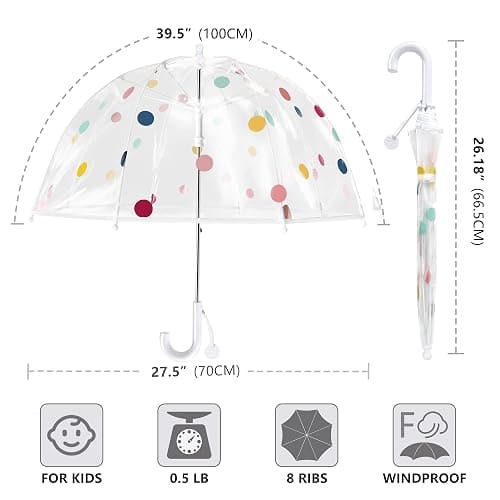 RONIARE Kids Clear Bubble Umbrellas for Rain Dome Windproof Umbrella for Kid Girls and Boys thumbnail 5