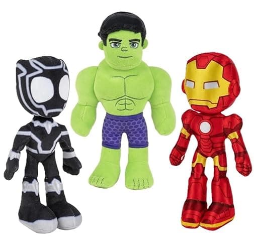 Marvel Spidey & His Amazing Friends 8" Plush 3-Pack Set - Hulk, Black Panther, Iron Man - Officially Licensed Stuffed Animal Toy Figures - Spider-Verse Gift for Kids, Boys, Girls - Image 1