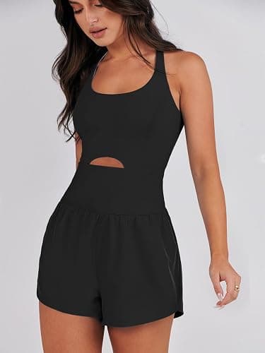 Caracilia Women's Workout Athletic Romper Summer Sets Short Jumpsuits Onesie Running Outfits Exercise Gym 2026 Trendy Clothes thumbnail 9