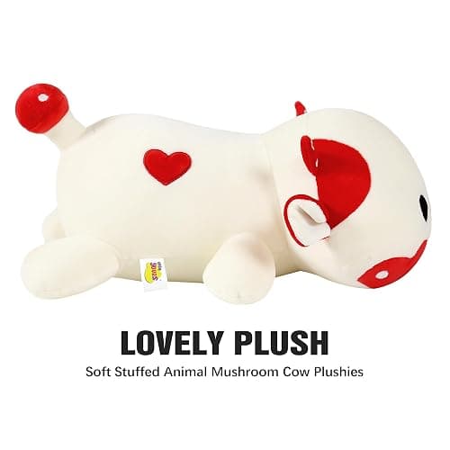 Onsoyours Cute Cow Plushie, Soft Stuffed Mushroom Love Cow Squishy Plush Animal Toy Pillow Gift for Kids (Red Mushroom Cow, 12") thumbnail 6