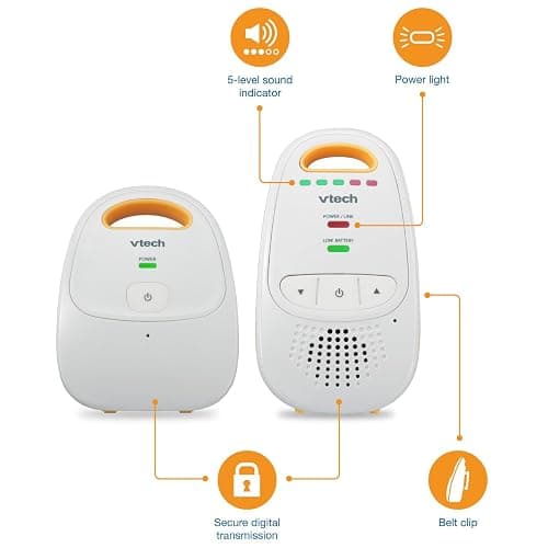 VTech Audio Baby Monitor — No Static DECT 6.0, No WiFi, Hack-Proof | 8Hr Battery, Belt Clip, 1000ft Range, 5-Level Sound Indicator | DM111 thumbnail 6