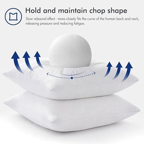 MIULEE 22x22 Pillow Inserts,Set of 2 Down Feather Throw Pillows for Couch Sofa Bed, Decorative Fluffy Throw Pillow Inserts Cotton Fabric,White thumbnail 5