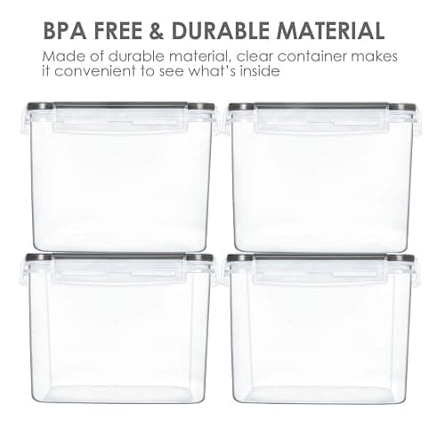 Vtopmart Food Storage Containers 3.3 quart / 3.6L, 4 Pieces BPA Free Plastic Airtight Canister for Flour, Sugar, Baking Supplies, with 4 Measuring Cups and 24 Labels,Black thumbnail 6