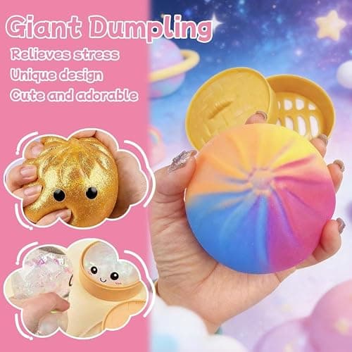 Dumpling Squishies, Mystery Glitter Dumpling Squishies Box, Colorful Dumplings Stress Balls Fidget Sensory Toy, Soft Squeeze Decompression Dough for Anxiety Relief Fidget, Kids Easter Basket Stuffers thumbnail 4