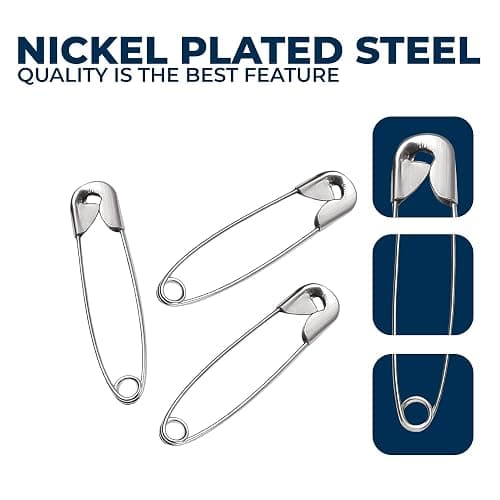 250 Pack Safety Pins by Luxurecourt, 4 Assorted Sizes of Durable, Silver Small and Large Safety Pins Bulk, Rust-Resistant Nickel Plated Steel, Sharp Edge Pins for Clothes, Sewing, Arts & Craft thumbnail 4