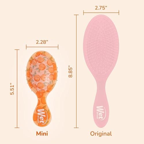 Wet Brush Mini Detangler Hair Brush, Peach (Tutti Fruitti), Detangling Travel Hairbrush, Ultra-Soft IntelliFlex Bristles Glide Through Tangles with Ease, Pain-Free, All Hair Types, Limited Edition thumbnail 5