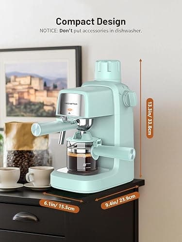 KEENSTAR 3.5Bar Espresso Machine with Milk Frother, 800W Compact Espresso and Cappuccino Machine with Preheating Function, 4 Cup Espresso Maker for Cappuccino or Latte, Gift for Coffee Lover thumbnail 2