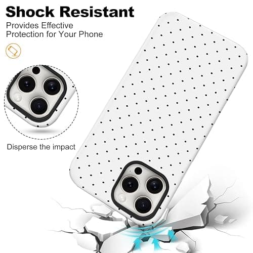 flewfun Magnetic for iPhone 13/14 Case Cute Polka Dot Phone Case, Shockproof Slim TPU and Hard PC Protective Phone Cover Compatible with MagSafe Designed for Women Girls, White thumbnail 6
