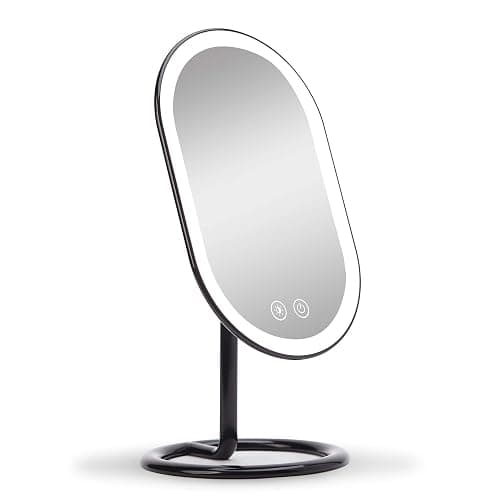 Fancii Vera LED Lighted Vanity Makeup Mirror, Rechargeable - Cordless Illuminated Cosmetic Mirror with 3 Dimmable Light Settings, Dual Magnification (Obsidian) - Image 1