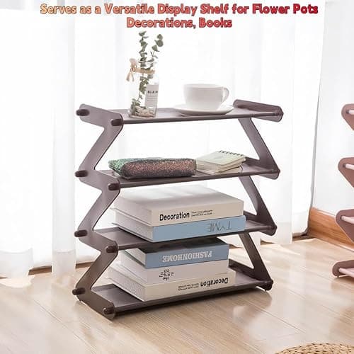 WLLYXUS 4 Tier Foldable Shoe Rack Organizer Free Standing Shoe Rack for Closet Front Door Living Room Entryway, Simple Installation (Blue) thumbnail 7