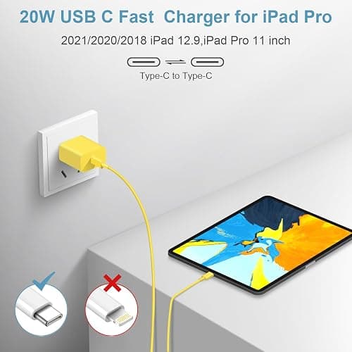 iPhone 17 16 15 Charger Fast Charging Type C Chargers USB C Charger Block iPhone Air Chargers with 2 Pack 6FT Cable for iPhone 17/17 Plus/17 Pro Max/16/16 Plus/16 Pro Max/15 Pro Max/iPad Pro(Yellow) thumbnail 6
