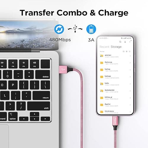 etguuds Pink USB C Cable 3ft, 2-Pack USB to USB C Cable 3A Fast Charging Type C Cable Braided Data Cord for iPhone 16 15 Pro Max Samsung Galaxy S25 S24 S23 S22 S21 S20 S10 Note 20, Pixel Moto thumbnail 4