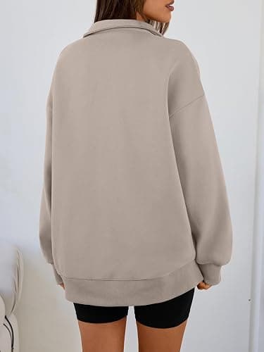 Trendy Queen Womens Oversized Sweatshirts Fall Sweaters Fashion Hoodies Half Zip Pullover Long Sleeve Shirts Clothes thumbnail 4