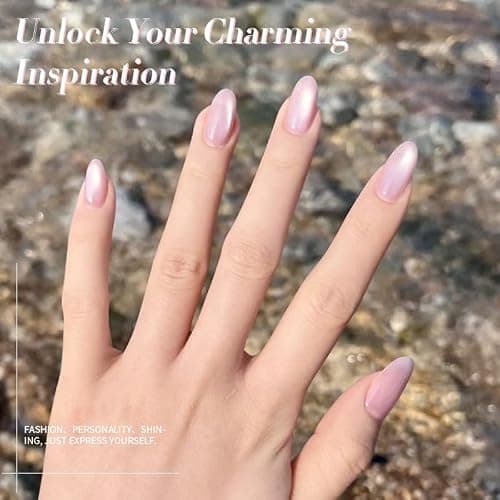 Born Pretty Cat Magnetic Eye Gel Nail Polish,Nude Moonlight Cat Magnetic Gel Nail Polish Soft Lace Magnetic Nail Polish for Nail Art Manicure Salon DIY at Home 15ML thumbnail 4