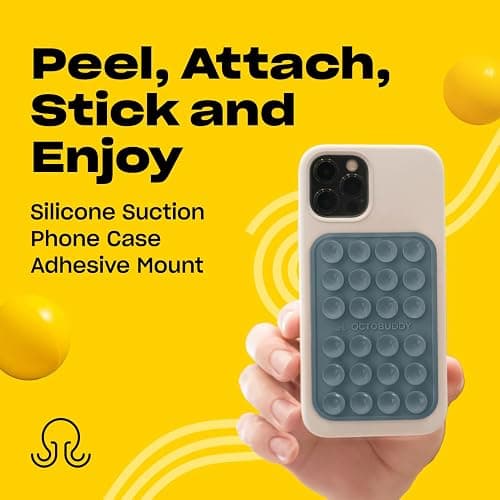OCTOBUDDY Classic MAX - Silicone Suction Phone Case Adhesive Mount - Hands-Free, Strong Grip Holder for Selfies and Videos - iPhone and Android Compatible - 2.6″ x 3.9″, Shade Gray thumbnail 2