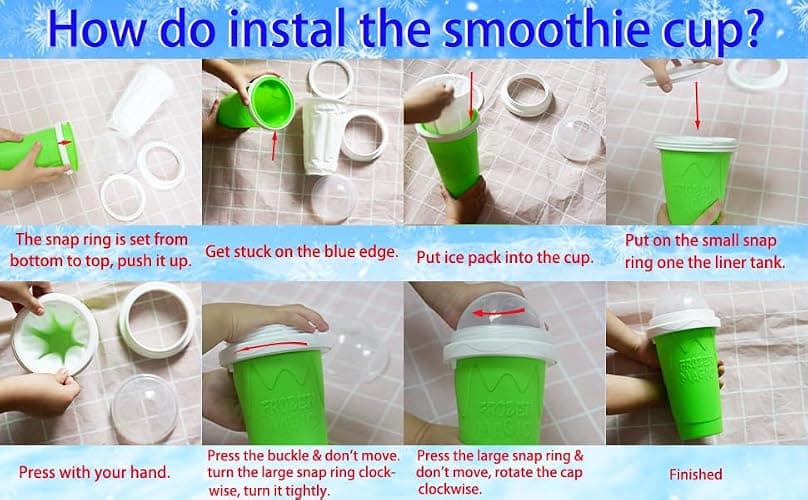 Slushie Maker Cup,DIY Magic Slushy Maker Squeeze Cups,Portable Smoothie Squeeze Cups for Juices,Milk and Ice Cream Make,Double Layer Squeeze Slushy Maker Cup,Birthday Gifts for Friend (Green) thumbnail 8