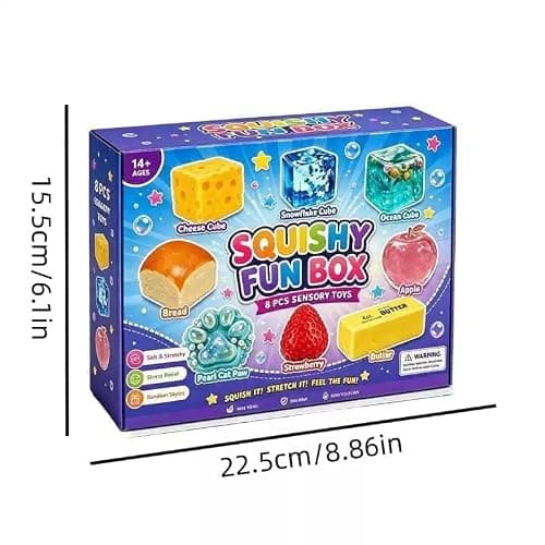 8-Piece Blind Box Malt Sugar Stress Relief Toys， These Soft, Slow-Rebound Cubes Contain Thick Stuffing and are Suitable for Adults and Children， They Relieve Anxiety and Stress. thumbnail 3