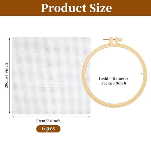 6 Pièces 20 x 20 CM Tissu pour Point de Croix,Blanche Tissu à Broder en pur Coton,Réserve Classique Toile Aida,Meilleure Qualité Tissu Broderie, pour la Confection de Vêtements Travaux,Manuels thumbnail 2