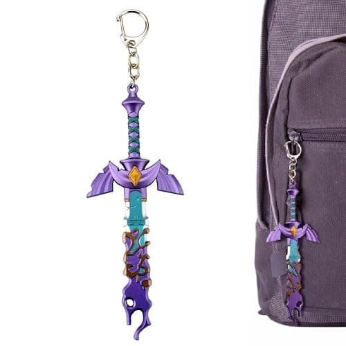 MEETCUTE Decayed MasterSword Keychain Latest,Cool Sword Key Ring for Men and Women Legend of Zeld the Tears Kingdom MasterSword Key chain Cosplay Accessories - Purple thumbnail 4