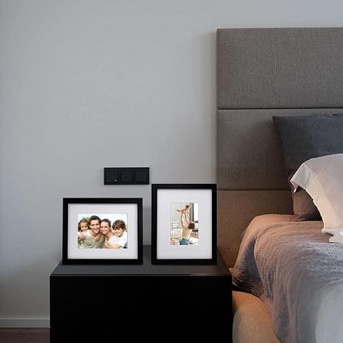 Egofine 8x10 Picture Frames Set of 4, Made of Solid Wood Covered by Plexiglass 4x6 and 5x7 with Mat or 8x10 without Mat, for Table Top Display and Wall Mounting Photo Frame Black thumbnail 6