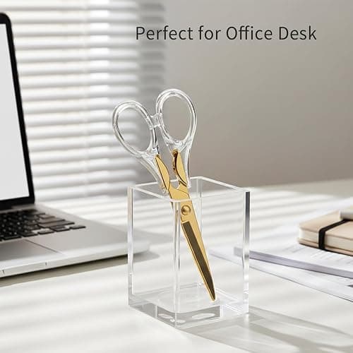 Aesthetic Clear Acrylic Scissors, 6.3" Craft Shears with Gold Sharp Stainless Steel Blades for Home Office & School, Cute Stationery Tools for Bullet Journaling, Scrapbooking & Gift Wrapping thumbnail 4