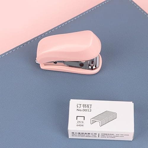 Pink Color Mini Stapler with Staples,Small Cute Stapler for Desk,Gift for Student or Office Use (Pink) thumbnail 4