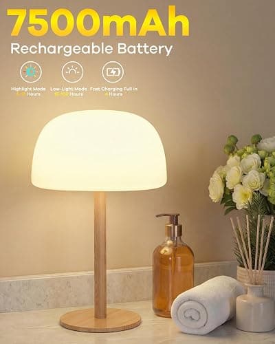 Waterproof Shower Lamp Cordless Lamp - 7500mAh Rechargeable Table Lamp, Bathroom Lamp, RGB 15 Colors & 3 Color Temperature Touch Dimmable, Shower Light for Inside Shower, Bathtub, Bedroom,1PC thumbnail 3