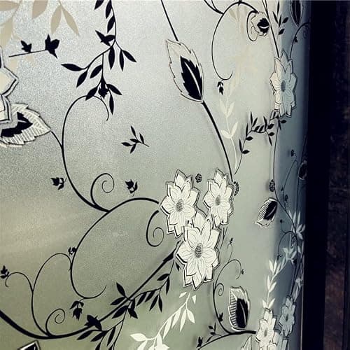 Hoonng Window Privacy Film for Glass, Floral Removable Static Film, 17.5x78.7 Inch thumbnail 4