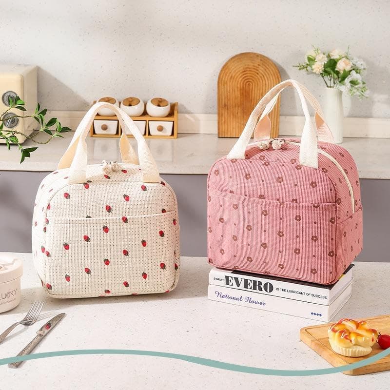 Lylilidy Insulated Lunch Bag Women, Large Pack Lunch Bags, Lunch Bags Cooler Tote for Kids, Leakproof Ladies Bento Bag for Work, School, Picnic (Pink Flower) thumbnail 7