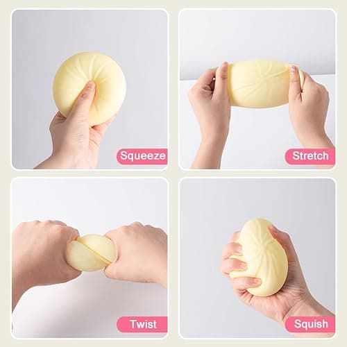 Dumpling Squishy, Mystery Squishy Dumpling Box, Fidget Toys Adults & Teens, Easter Basket Stuffers, Stocking Stuffers, Sensory Stress Ball Squeeze Toys for Stress Relief (White) thumbnail 5