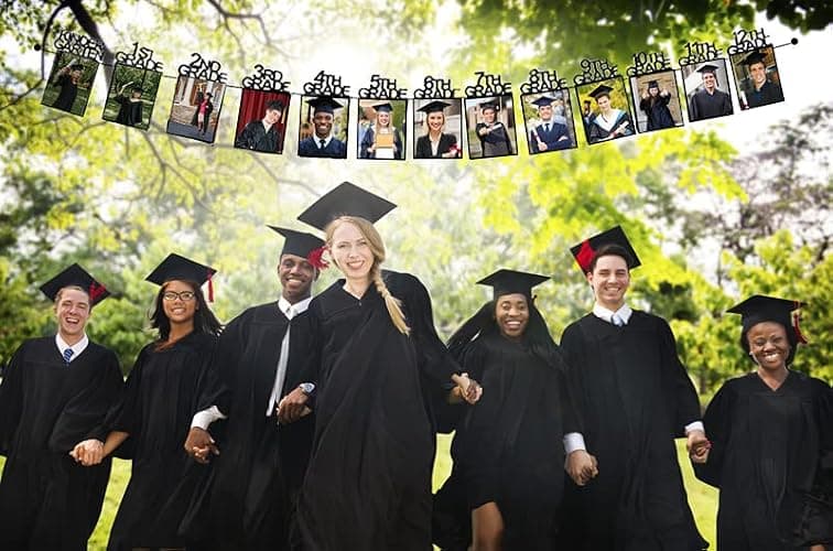Graduation Photo Banner for 2026 2027 Party Decorations, Kindergarten to 12th Grade Picture Banner, Middle School, High School College Graduation Party Supplies Black 4X6 Inch SG063BK thumbnail 6