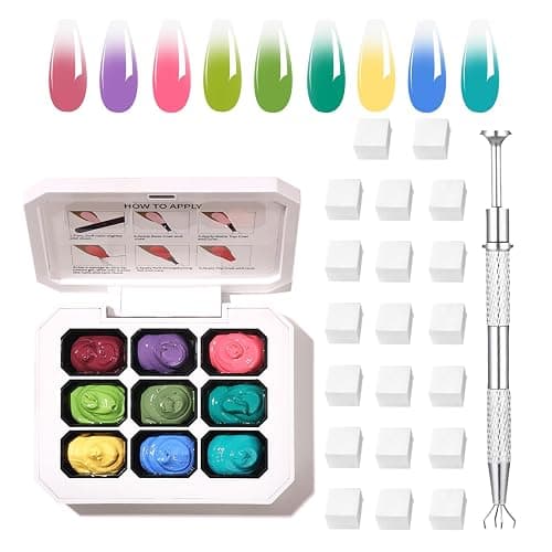 AOBOO Ombre Gel Nail Polish Nail Sponges for Ombre 9 Series Colorful Blush Effect Pat Painting Gradient Blooming Gel for Ombre Nails Multistyle French Manicure Nail Art DIY Home (A4, 1) - Image 1