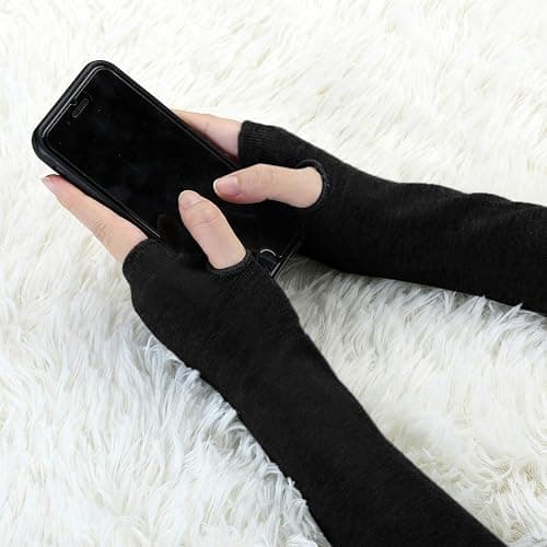 Allegra K Unisex Classic Fashion Stretch Fingerless Arm Warmers Oversleeve thumbnail 4