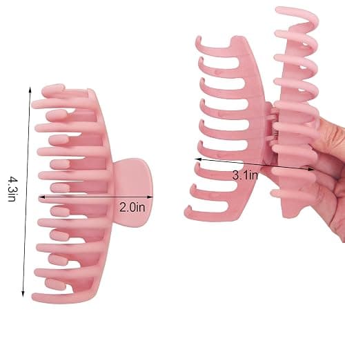 2 Pack Big Hair Claw Clips Nonslip Large Claw Clip for Women and Girls Hair,Strong Hold Grips Hair Accessories 4 Inch (Pink) thumbnail 2