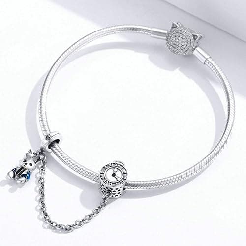 LAMOONY Sterling Silver Stopper Charm Clip Lock for Pandora Charm Bracelet thumbnail 4